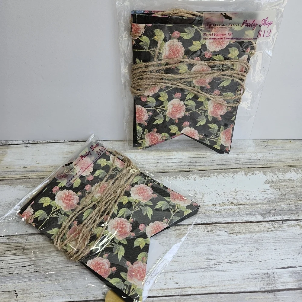 Floral Banner with Pink Peonies